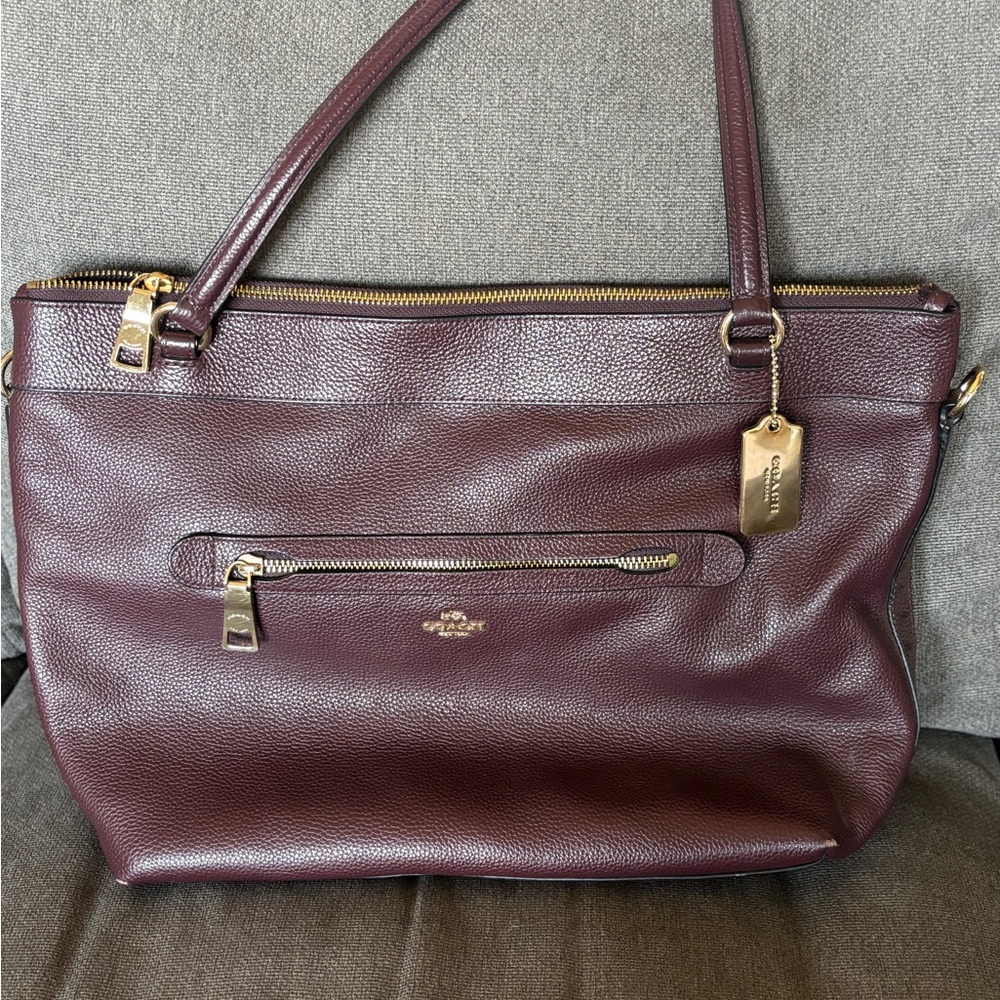 Coach Dark Burgundy Leather Tote